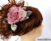 Purple Silk flower hair clip, Rose flower corsage, silk Rose, bridal floral headpiece, flower accessory