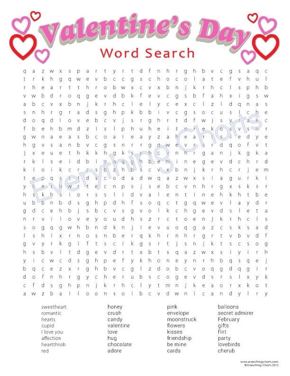 Valentine Word Search PDF Files/Printables by EverythingCharts