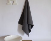 Natural linen bath towel with french lace  made by mooshop