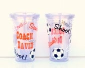 Personalized Soccer Player or Coach Double Wall Acrylic Tumbler With Lid and Straw