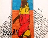 Handmade bookmark Woman with water Yellow