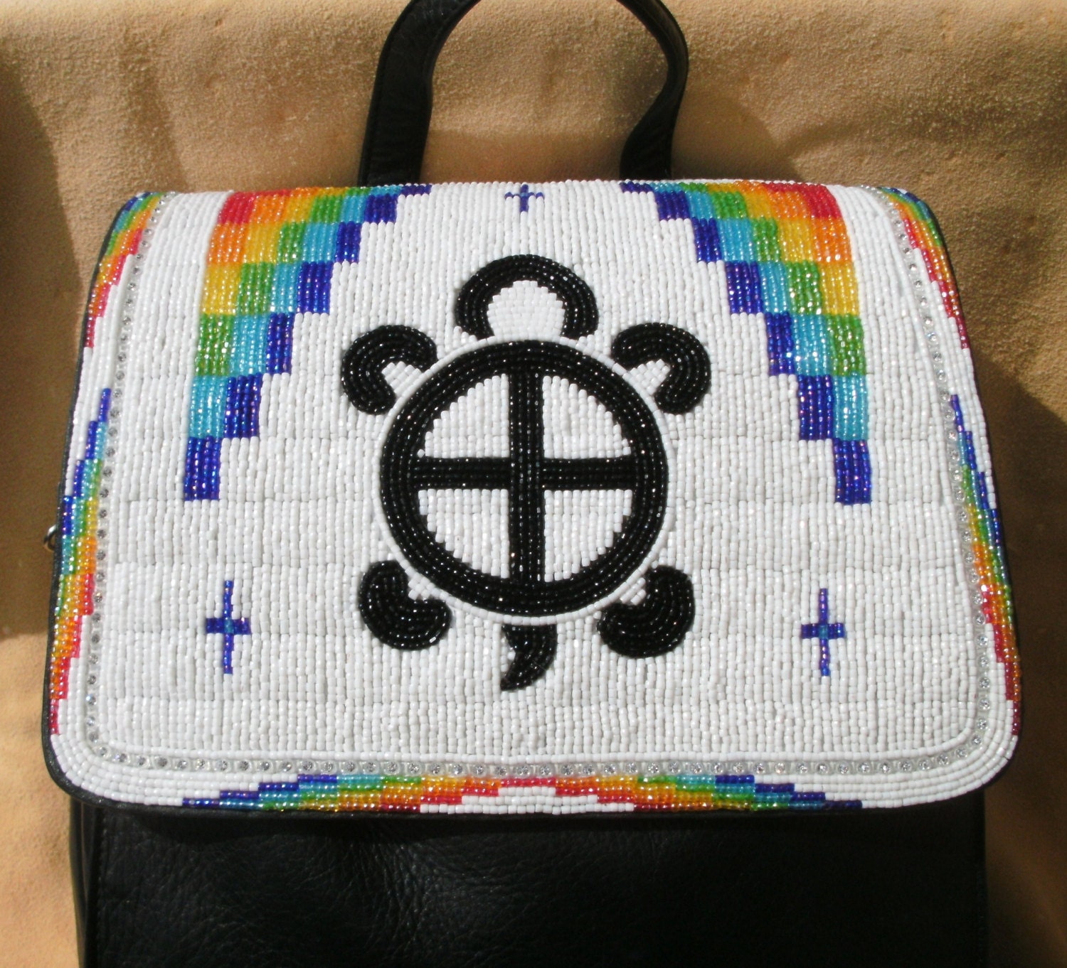 Beaded Turtle Handbag Backpack