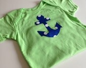 Anchor Onesie // Newborn Baby Clothes // Green Navy Dot Print Anchor Clothes Clothing Cute // Nautical // Baby Bodysuit NB - 24 Months