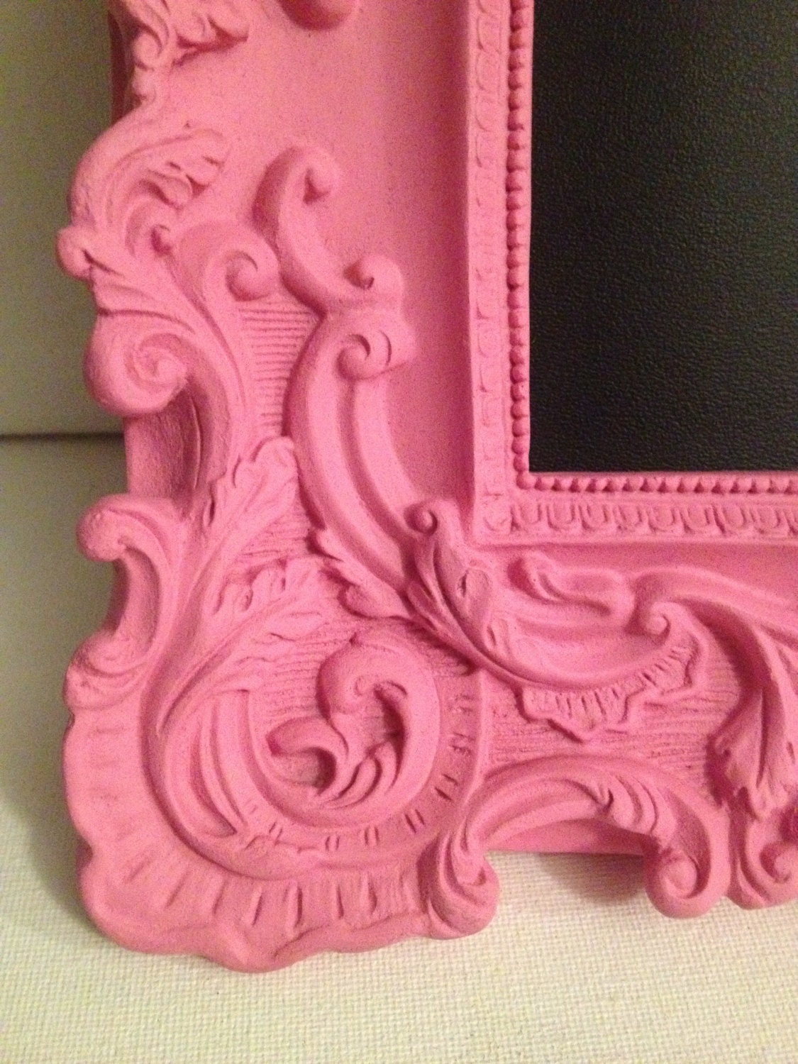 Ornate baroque frame with chalkboard pink 4 x 6 picture frame table number wedding shabby chic French country vintage look