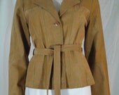 1970's Style Womens Camel/Tan Leather Belted Jacket SZ M