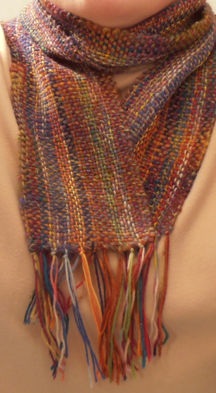 Subtle Colors Multicolored Striped Fringed Handwoven Scarf