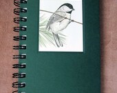 Pocket Journal -  Black-capped Chickadee Recycled Spiral Bound Journal, Lined for the Writer or Unlined Artist Sketchbook