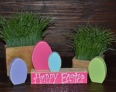 Easter Block Set-Personalized Wood Block Love Set - home decor primitive block gift holiday personalized wood sign Easter Decor