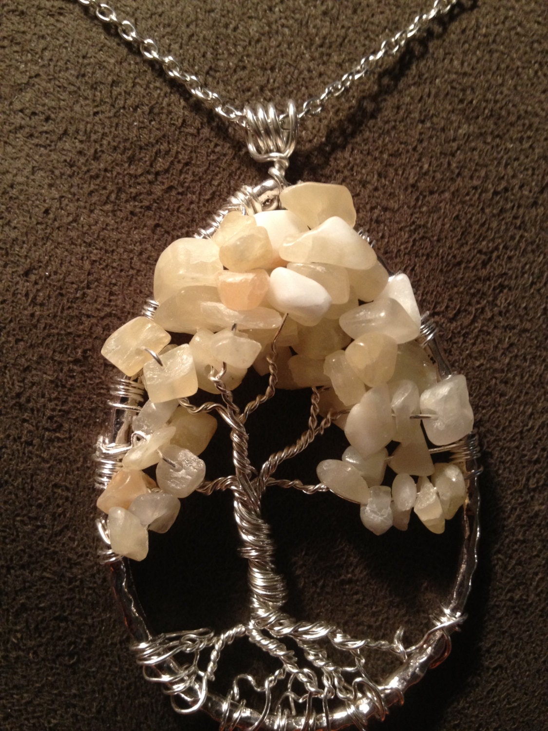 Tree of Life- Yellow Jade ---Handmade Jewelry Pendant Locket Celtic Renaissance Gemstones Wire Wrapped Trees Custom by Just4FunDesign