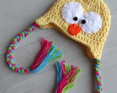 Custom Crochet Easter Chick Earflap Animal Hat for Newborn Baby, Infant Toddler, Child or Cute Photo Prop by MEYS MADE for Cool Kids - MeysMadeCoolCrochet