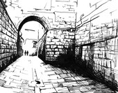 Jerusalem - The Old City Armenian Quarter Print in Black and White