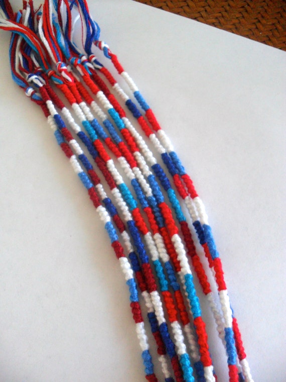 10 Red White and Blue Friendship Bracelets by ClamBoneBracelets