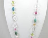 Colorful LONG Elegant Necklace Beads Jewelry Pretty MATCHING EARRINGS - Native American Made