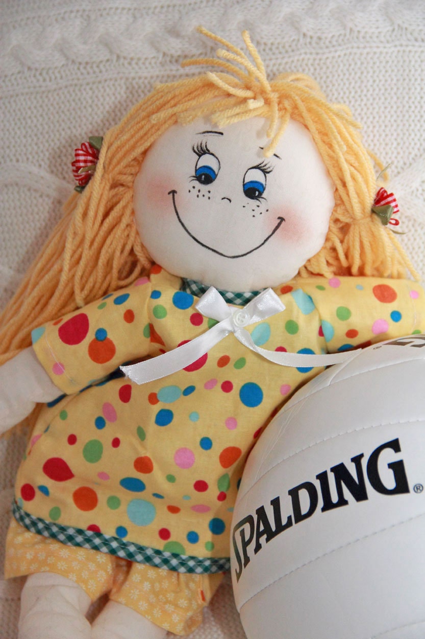 Sporty is a unique rag doll, handmade and crafted with soft and cute fabrics.