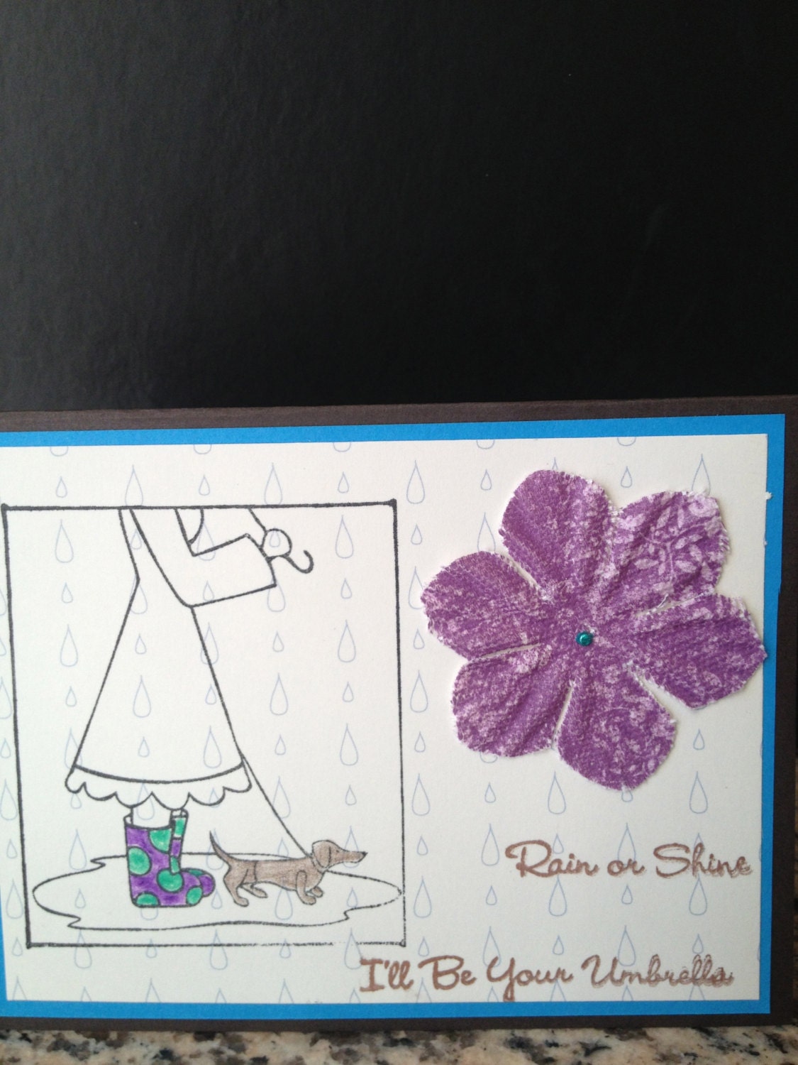 RAIN OR SHINE - Hand Stamped Greeting Card