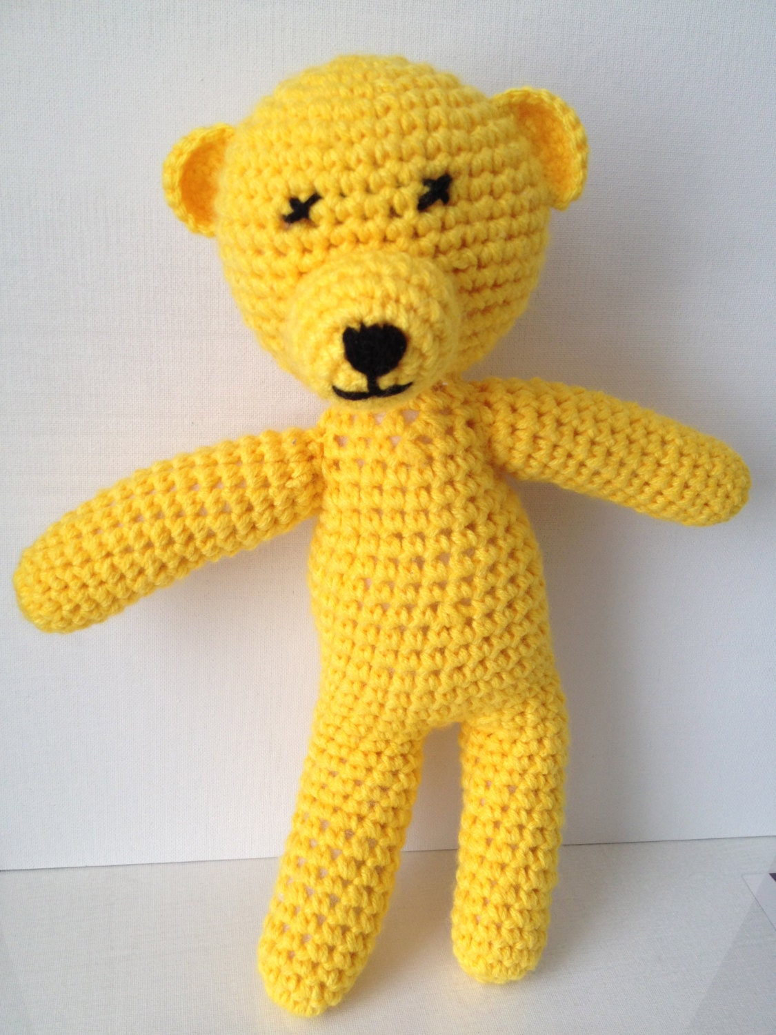 Benny the Yellow crocheted Bear - greediebird