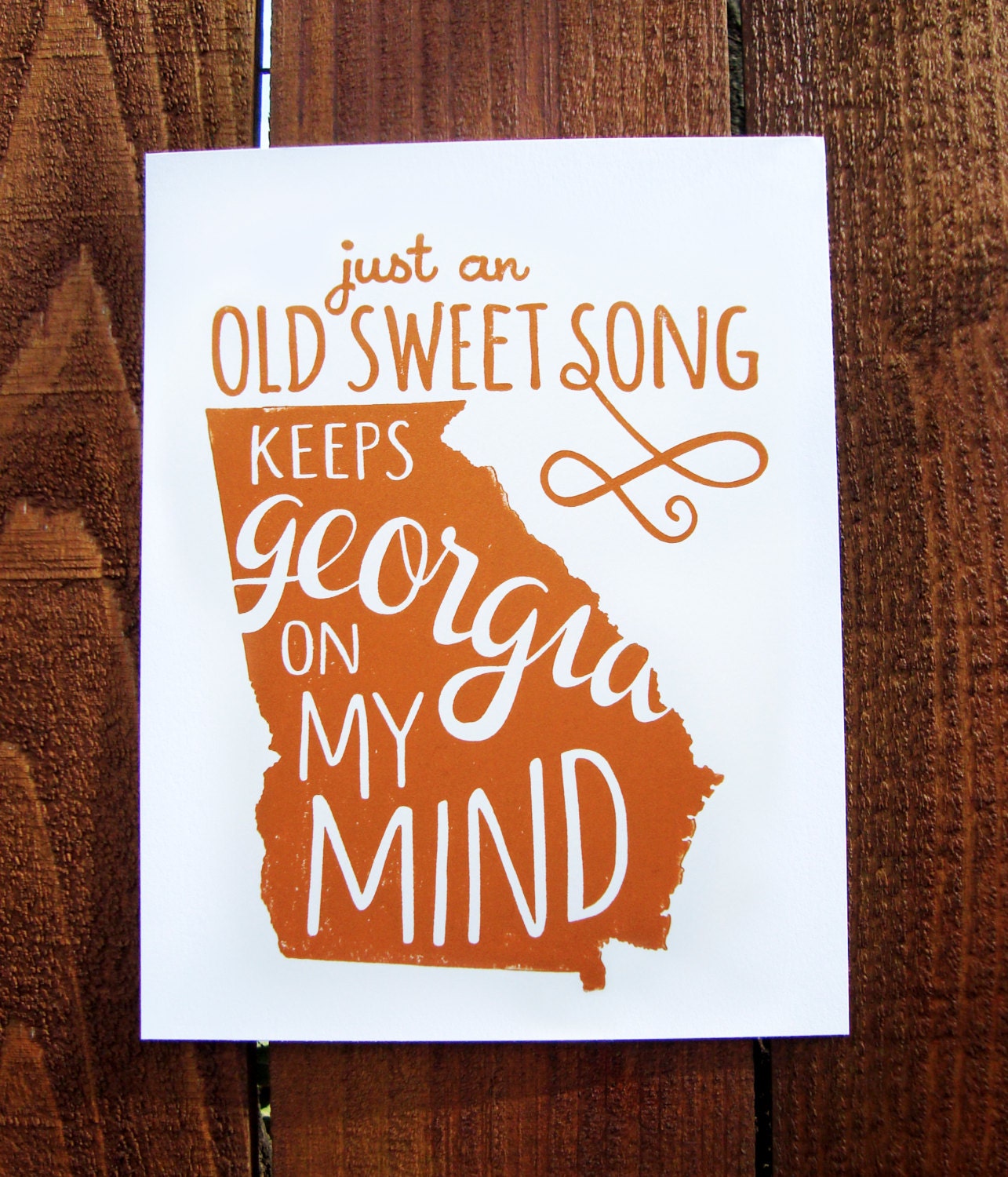 Georgia Print: Georgia on My Mind Letterpress Wall Art
