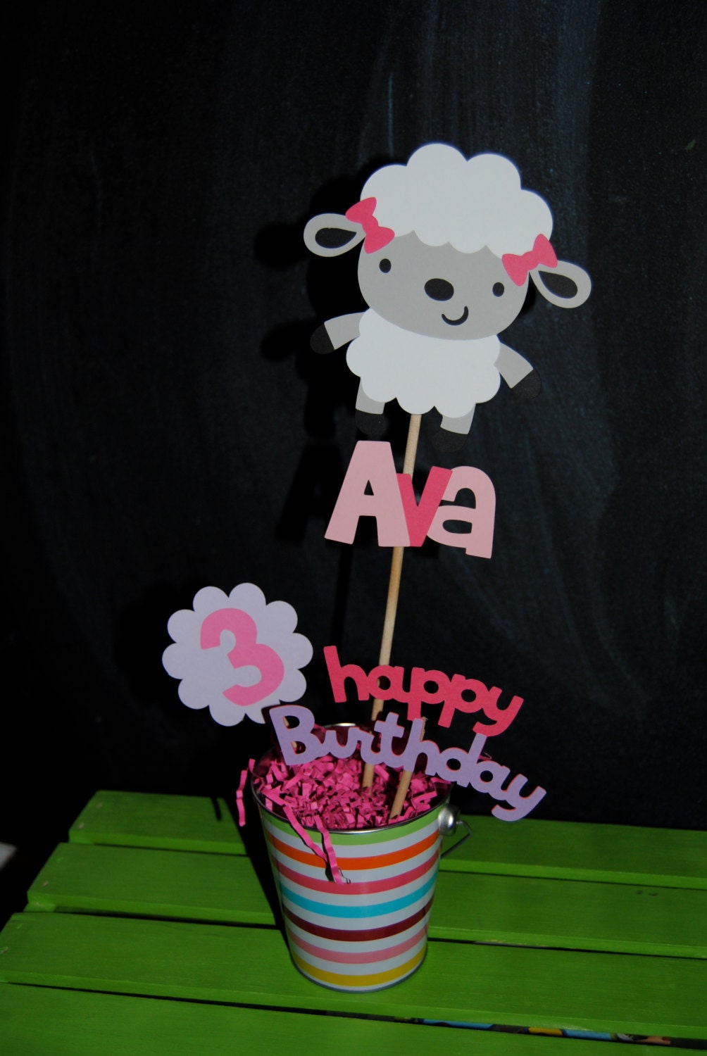 Sheep Birthday Centerpiece With Childs Age And Name...Farm Animals