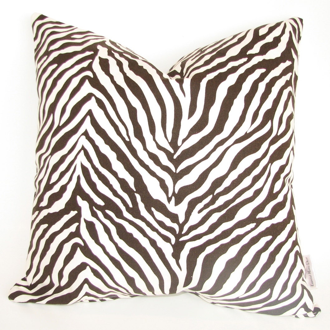 Brown Zebra Throw Pillow Cover 18x18 inch hidden zipper Decorative