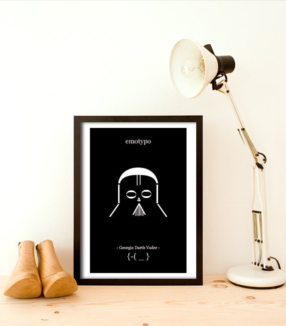 Emotypo Typography Print Wall Art Typhographic Print Darth Vader Inspirational Quote Funny Quote Print Art Home Decor Typographic Design A3