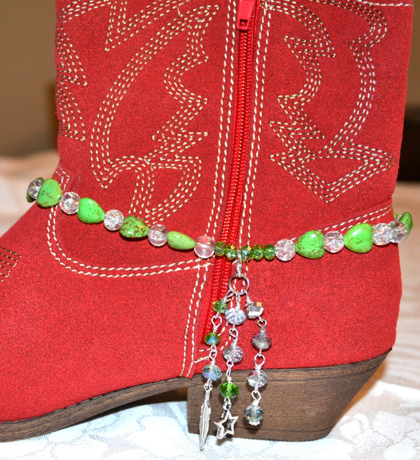 Boot Jewelry Boot Bling Rhinestone Boot Bracelet Green Turquoise Boot Bracelet Western Jewelry Rodeo Jewelry Cowgirl Jewelry
