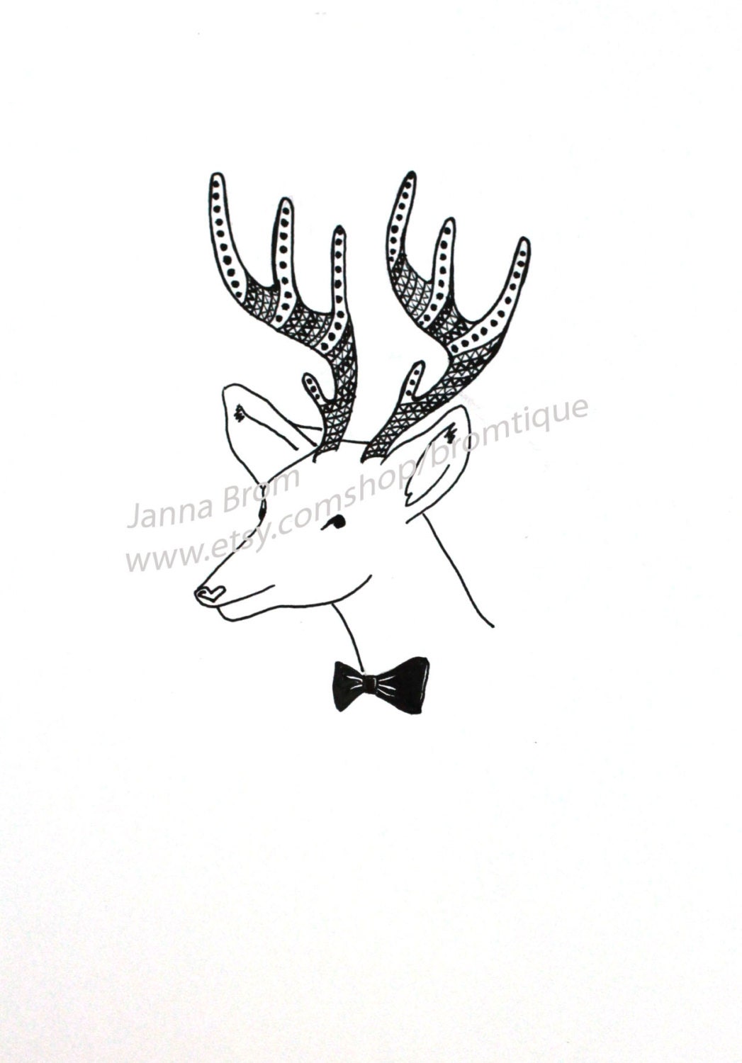 Young Stag - high quality print from an original ink drwaing