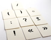 Typographic Symbols Tags - Mid Century Inspired Cream White Small Paper Gift Tags - Set of 10 - Mad Men Inspired Gift Wrap - Price Tags