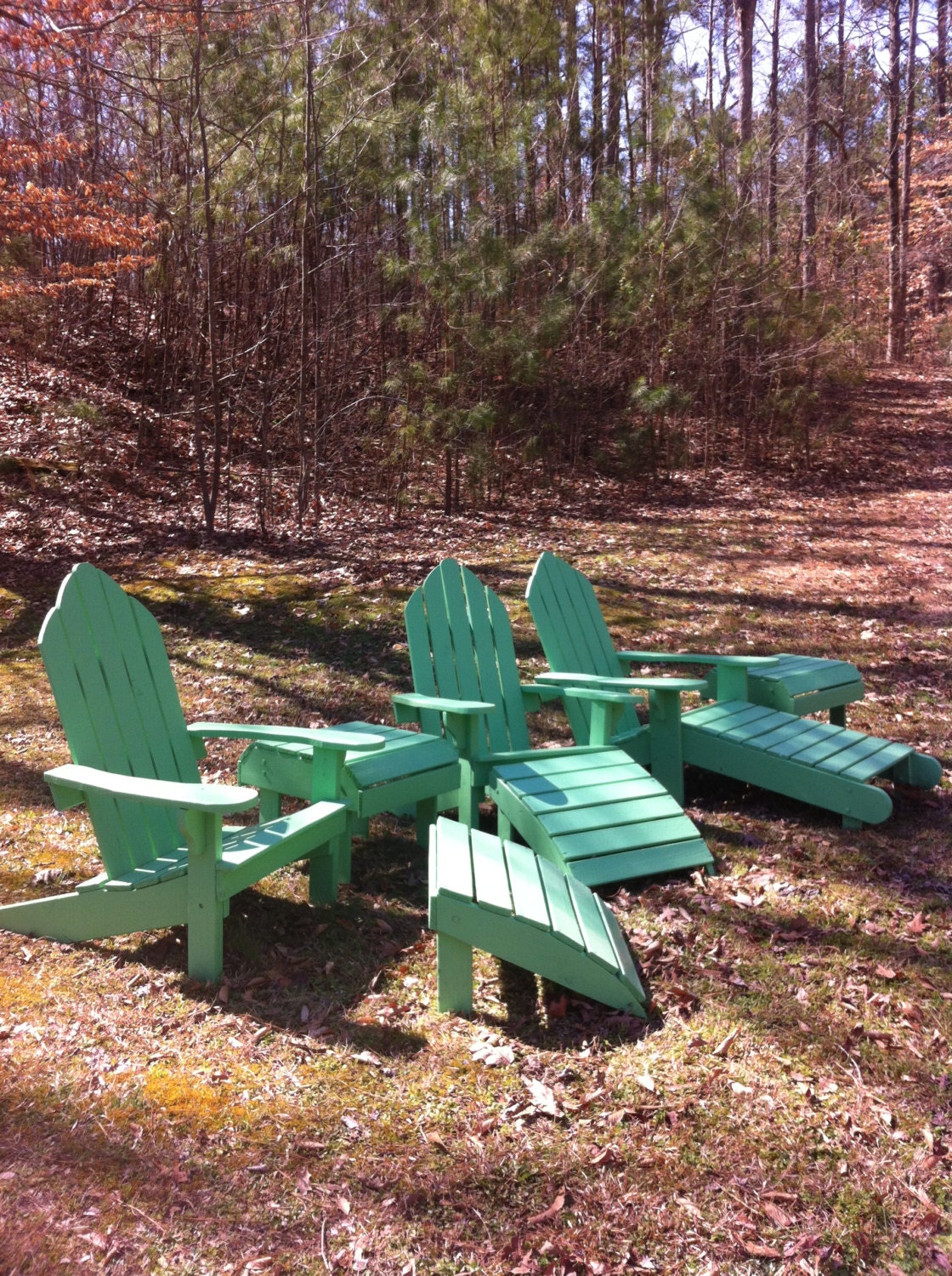 Beautiful hand-made adirondack footstools are made of treated yellawood pine. They go great with one of our relaxing adirondack chairs.