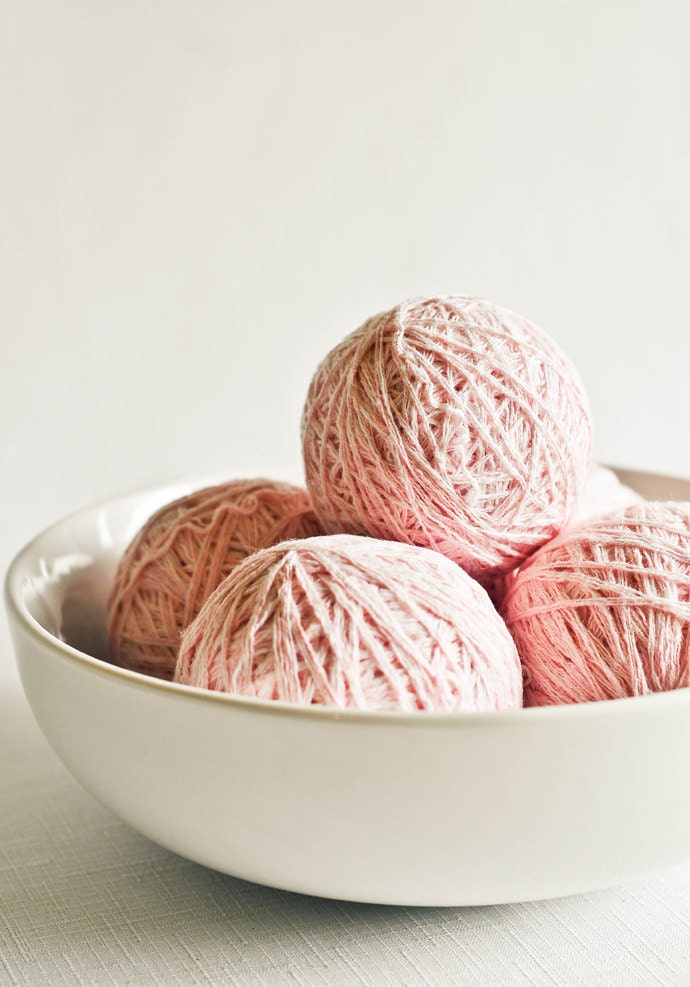 Linen/Cotton Blend - Light Baby Pink - 5 Recycled Unraveled Balls of Yarn (9.6 oz) Upcycled
