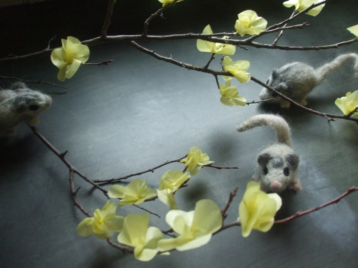 Needlefelted Baby Possum, Felted Animal, Small Opossum