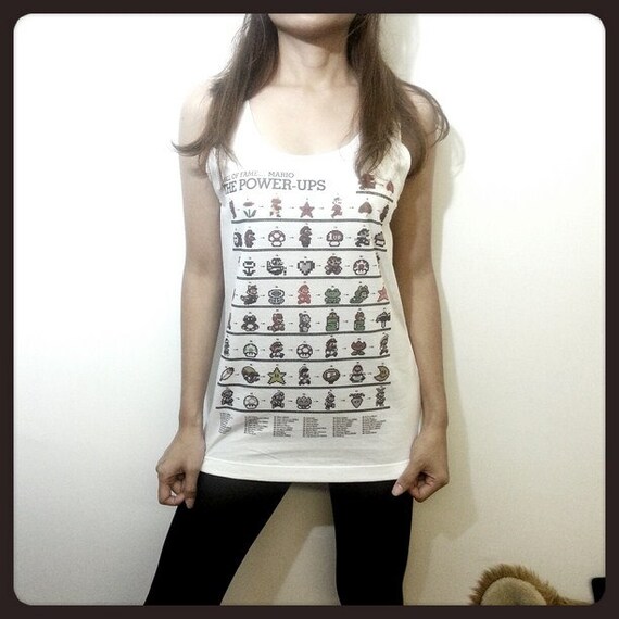 Buy electronic games for adults - Mario Power Ups Chart Video Game Nintendo Women Sleeveless Tank Top Tanktop Tshirt T Shirt S,M,L