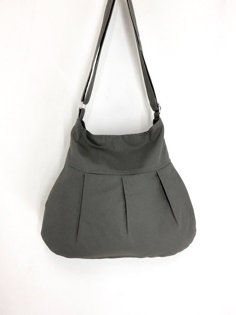 SALE - 10%off Handmade Bag Canvas Bag/ Diaper bag/ Shoulder bag/ Hobo bag/ Tote bag/ Messenger/ Purse/ Everyday bag - Gray - Janie