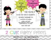 Laser Tag / Siblings / Twins/ Brother / Sister Birthday Invite or Thank You Note Image that you print - digital Image Il_170x135