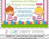 Candy / Siblings / Twins / Sisters / Friends Invite or Thank You Note Image that you print - digital Image Il_170x135