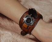 Subzero, Womens fascinating hand stamped leather cuff watch