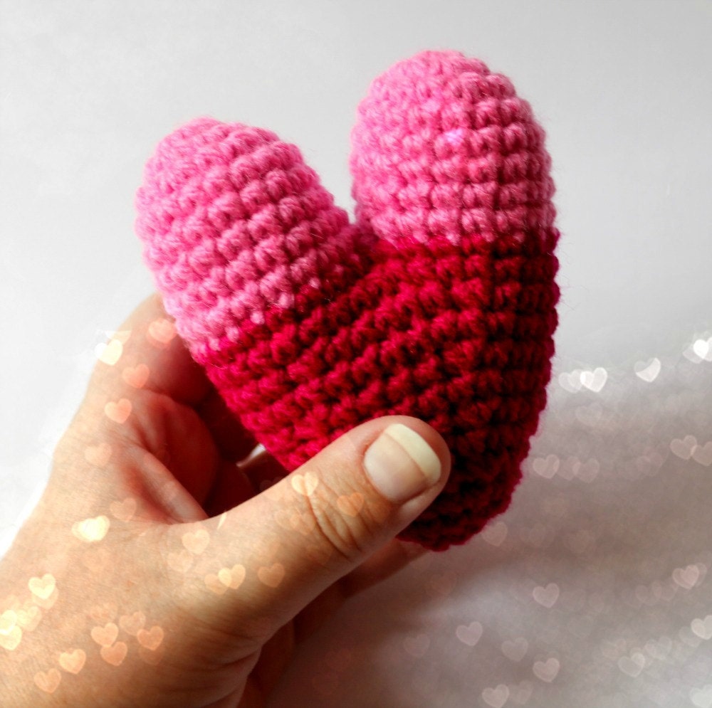 girl toy rattle heart baby plushie toddler  .. flamingo pink and cerise