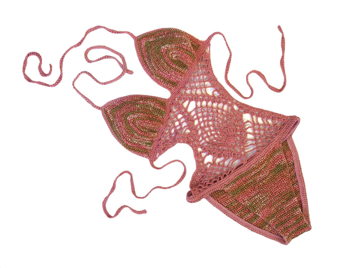 Size Small / 4-6 - Desert Rose Cotton Crochet Bikini / Monokini - Water Friendly Swimsuit