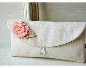 peach clutch burlap purse wedding rustic raw cotton linen shabby rose color choice purse Personalize Bridesmaid party gift MakeUp tagt team