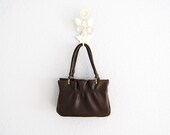 vintage CHOCOLATE BROWN  handbag / 1950s vegan LEATHERETTE bag