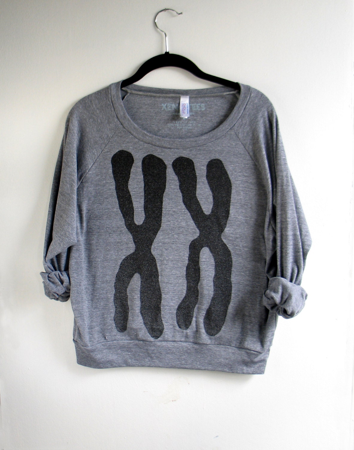 Womens Sweatshirt, XX Chromosomes / Heather Gray Pullover : cozy womens fashion, gift for her, geeky, sweatshirt printed