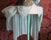 Absinthia - Leather lattice Waist Cincher with Absinthe Green Silk Chiffon and Crystal Beaded Bustle.