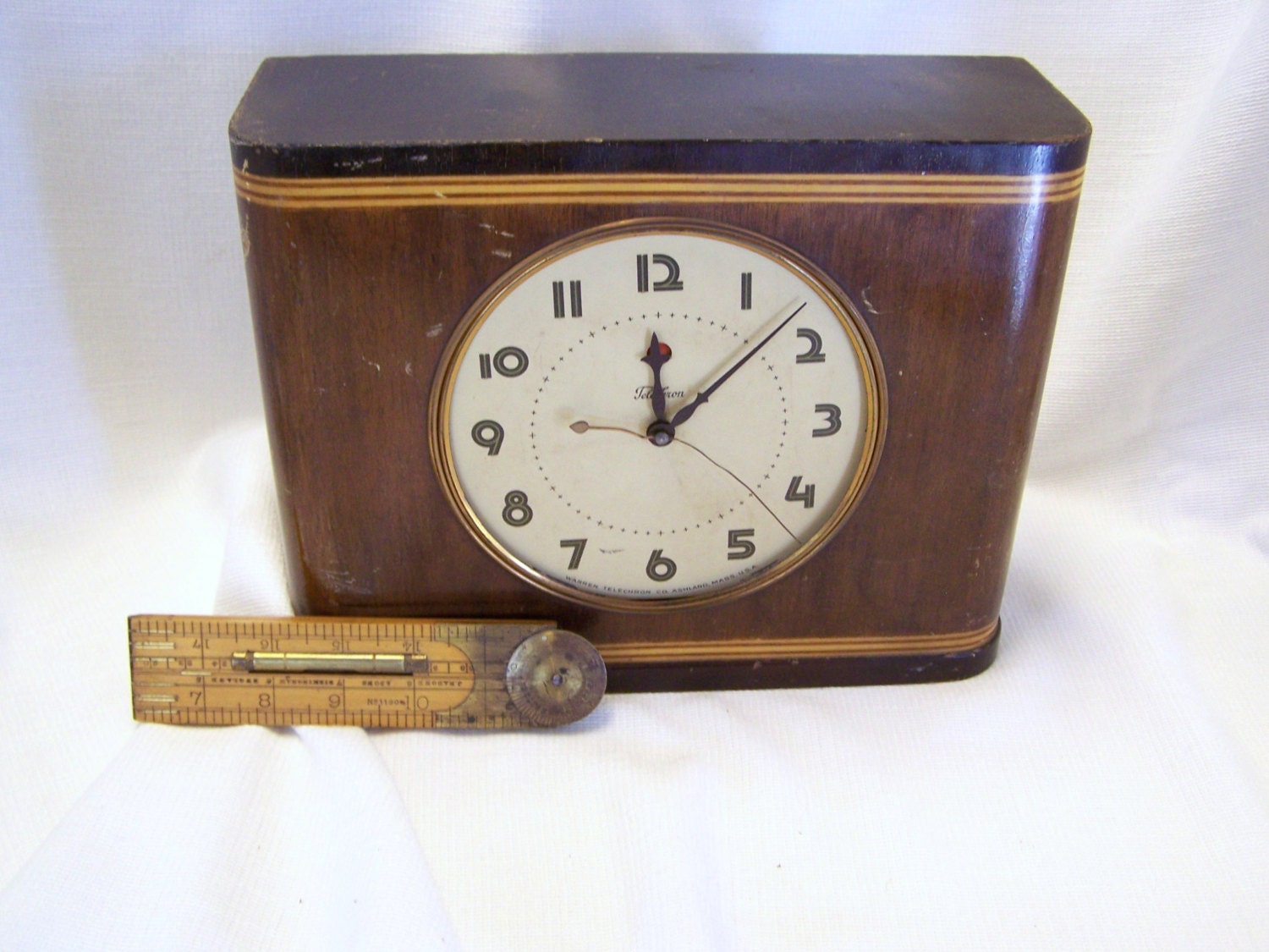 Vintage1940s Telechron Clock By Warren Telechron Co. Art Deco Style Home Decor