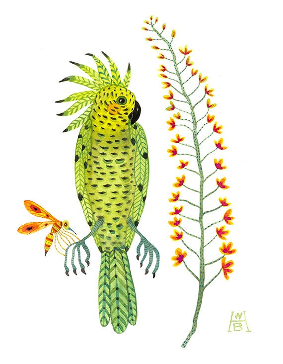 fancy cockatiel bird art original watercolor gouache painting