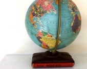 Vintage Replogle 1950's Reference World Globe with map of the world, book holder on the base