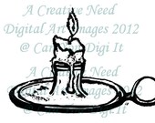 INSTANT Download Digital Stamp Image Vintage CANDLE HOLDER
