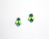 One of a Kind Earrings-  Neon Honey Bee 2