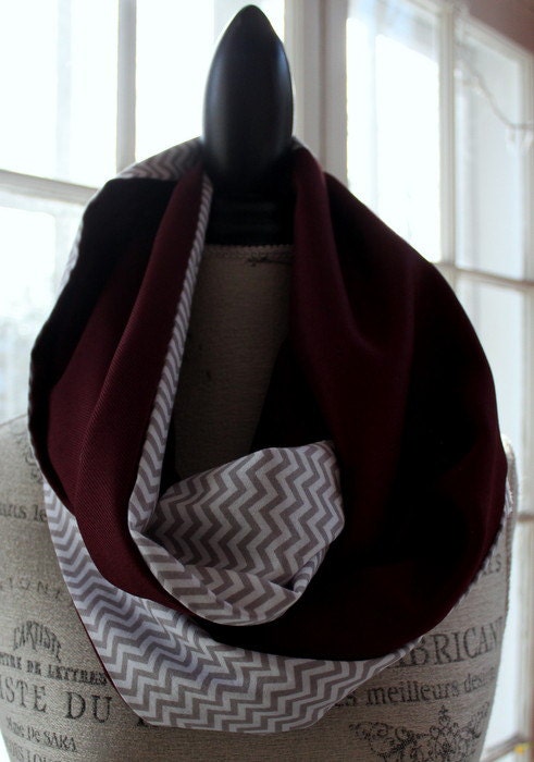 garnet and grey chevron infinity scarf