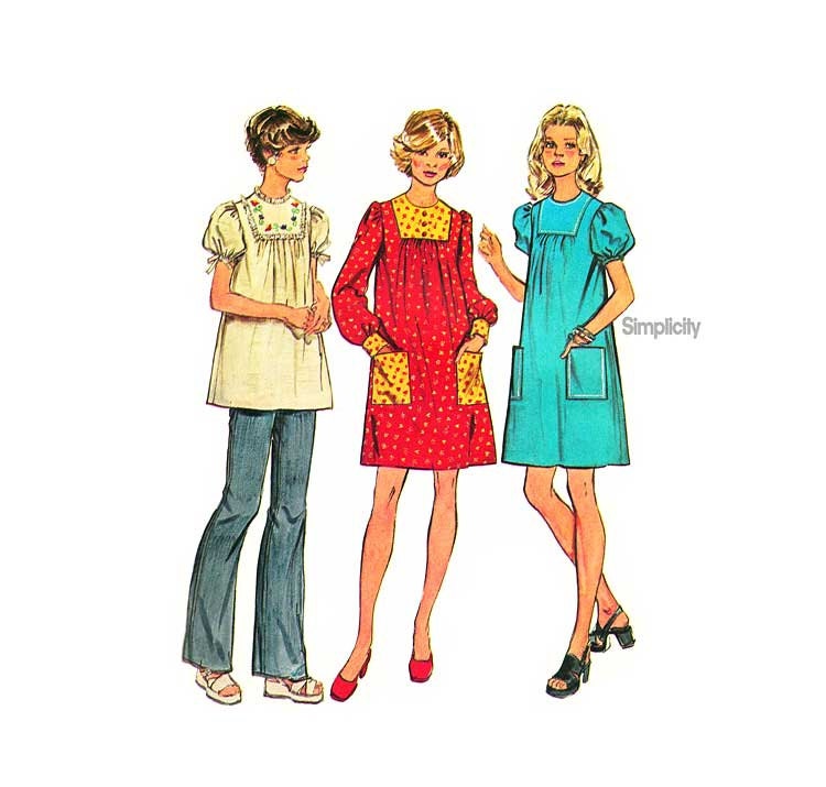 Vintage Maternity Pattern Short Dress or Top Simplicity 6050 Size 14 Bust 36 Uncut 1970s