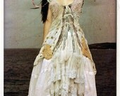 mori girl DRESS upcycled wedding tattered bohemian beach dress CUSTOM