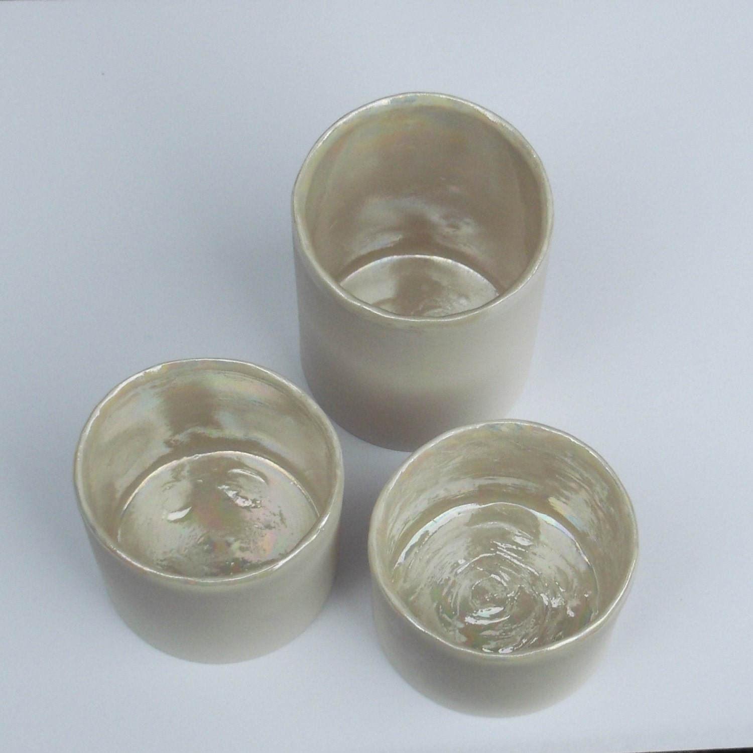 Set of 3 Pearly Porcelain Tea Light Holders Great Wedding Gifts